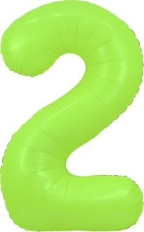 34" Neon Green Number 2 Balloon