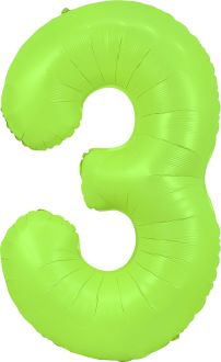34" Neon Green Number 3 Balloon