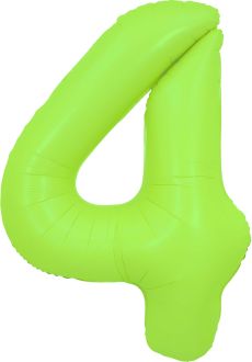 34" Neon Green Number 4 Balloon
