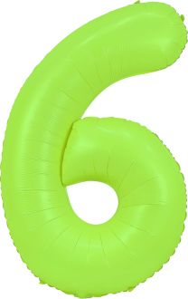 34" Neon Green Number 6 Balloon