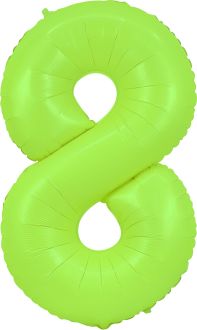 34" Neon Green Number 8 Balloon