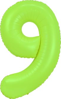 34" Neon Green Number 9 Balloon