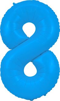 34" Neon Blue Number 8 Balloon