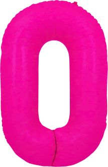 34" Neon Fuchsia Number 0 Balloon
