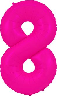 34" Neon Fuchsia Number 8 Balloon