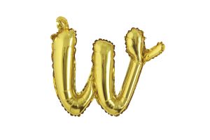 12" Gold Script Letter W Balloon