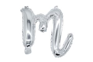 12" Silver Script Letter M Balloon