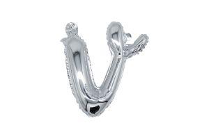 12" Silver Script Letter V Balloon