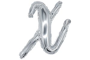 12" Silver Script Letter X Balloon