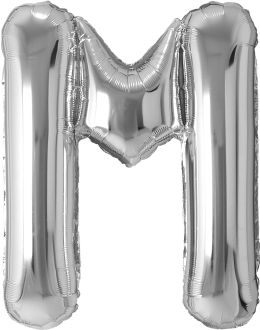 34" Silver Letter M Airise Balloon