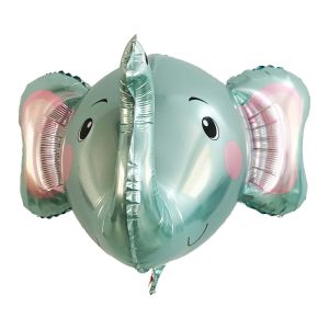 19" 3D Elephant Head Baby Blue Balloon