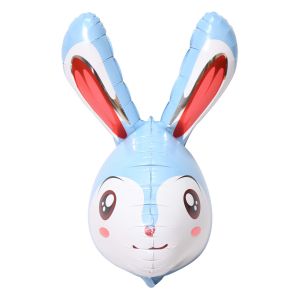 22" 3D Bunny Head Blue Balloon