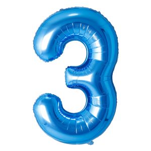 34" Blue Number 3 Airise Balloon