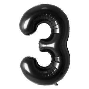 34" Black Number 3 Airise Balloon
