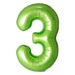 34" Green Number 3 Balloon