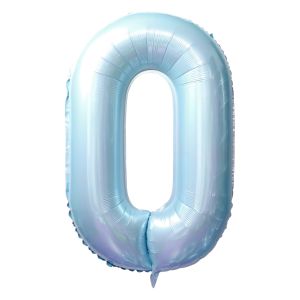 34" Baby Blue Number 0 Balloon