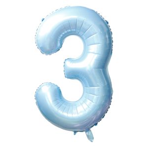 34" Baby Blue Number 3 Balloon