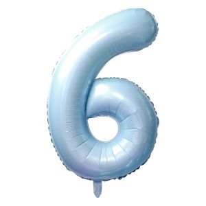 34" Baby Blue Number 6 Balloon