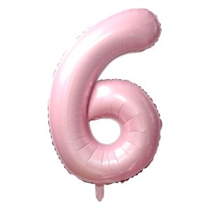 34" Baby Pink Number 6 Balloon