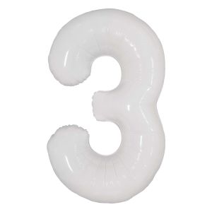 34" Milky White Number 3 (Air Only) Balloon