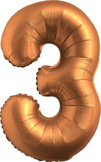 34" Chrome Rose Gold Number 3 Balloon