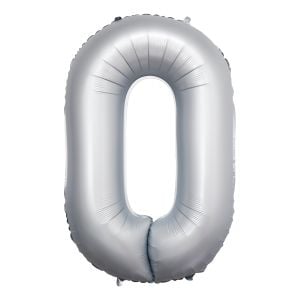 34" Chrome White Number 0 Airise Balloon