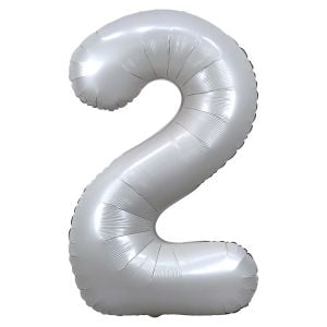 34" Chrome White Number 2 Airise Balloon