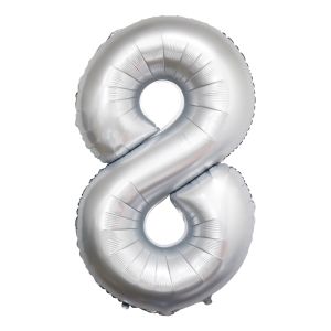 34" Chrome White Number 8 Airise Balloon