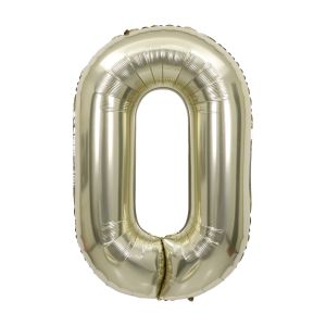 34" White Gold Number 0 Airise Balloon
