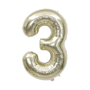 34" White Gold Number 3 Airise Balloon