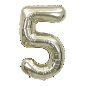 34" White Gold Number 5 Airise Balloon