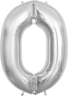 53" Silver Number 0 Balloon