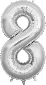 53" Silver Number 8 Balloon