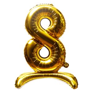16" Stand Up Gold Number 8 Balloon