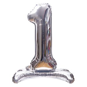 16" Stand Up Silver Number 1 Balloon