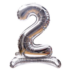 16" Stand Up Silver Number 2 Balloon