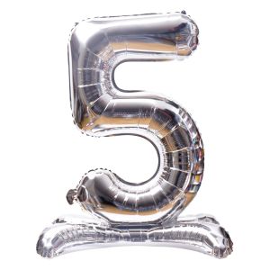 16" Stand Up Silver Number 5 Balloon