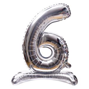 16" Stand Up Silver Number 6 Balloon