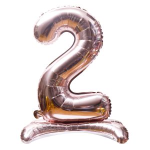 32" Stand Up Rose Gold Number 2 Balloon