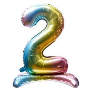 32" Stand Up Rainbow Number 2 Balloon