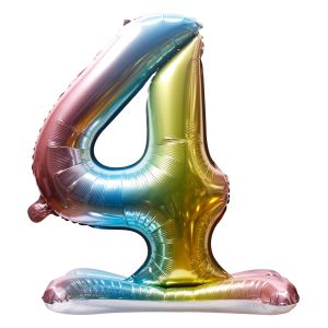 32" Stand Up Rainbow Number 4 Balloon