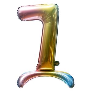 32" Stand Up Rainbow Number 7 Balloon
