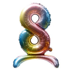 32" Stand Up Rainbow Number 8 Balloon