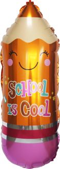 29" School is Cool Orange Pencil with Eraser Balloon
