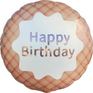 18" Happy Birthday Plaid Latte Balloon