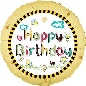 18" Happy Birthday Buzzing Bees Balloon
