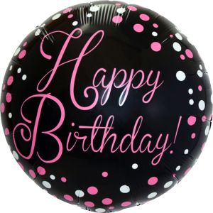 18" Happy Birthday Pink Script Balloon
