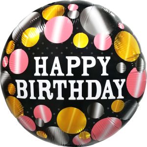 18" Happy Birthday Metallic Polka Dots Balloon