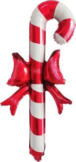 35" Candy Cane Red with bow Balloon