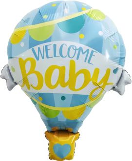 31" Welcome Baby Blue Hot Air Balloon
